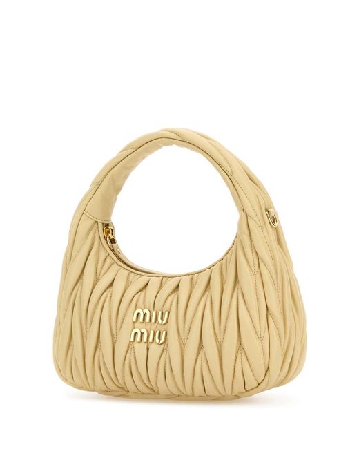 Miu Miu Metallic Cream Nappa Leather Wander Handbag