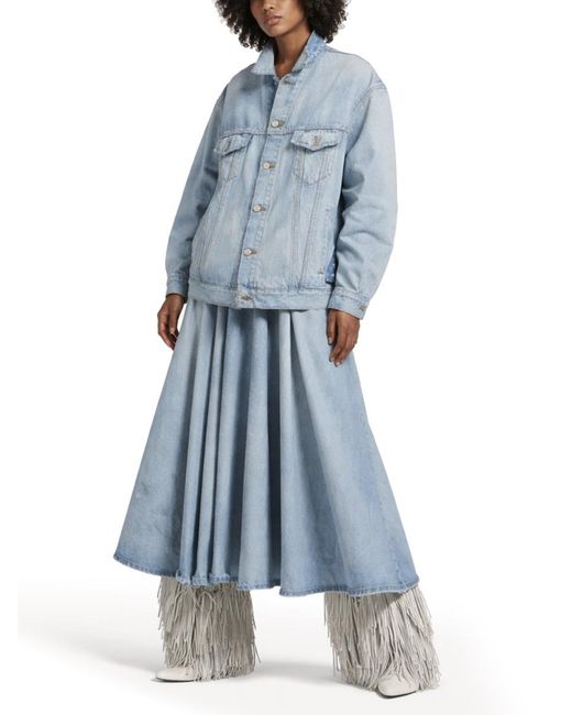 Balenciaga Blue Long "Godet" Skirt