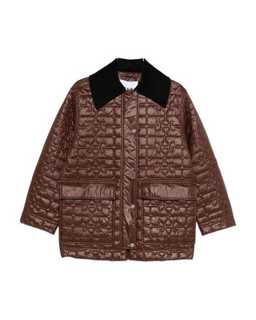 Ganni Brown Giacca Midi Trapuntata