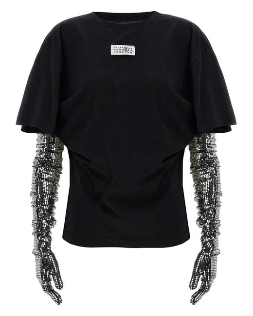 MM6 by Maison Margiela Black Sequin Gloves T-Shirt