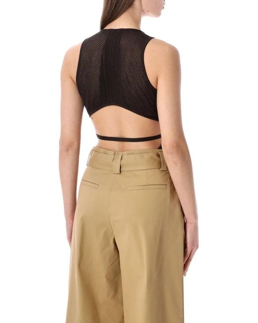 Sessun Black Sessùn Andrade Cotton Knit Openwork Bodysuit