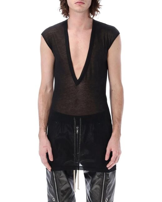 Rick Owens Black Dylan T With Deep V Neck for men