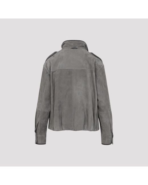 Brunello Cucinelli Gray Suede Jacket