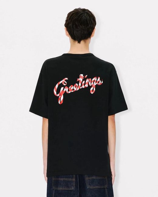 KENZO Black T-Shirt Gots Winter Holidays for men