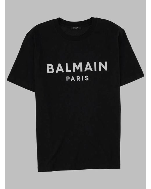 Balmain Black T-Shirt Con Stampa Logo for men