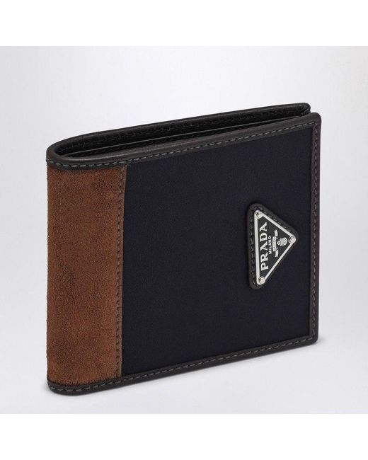 Prada Black Nylon And Suede Bi-Fold Wallet for men