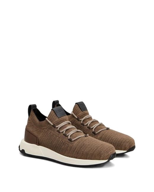 Tod's Brown Leather Lace Up Rubber Shoes for men