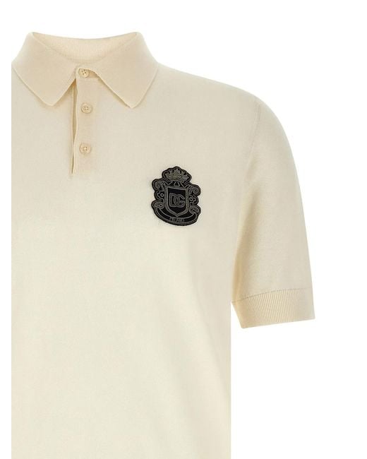 Dolce & Gabbana Natural Dolce & Gabbana 'Dg' Patch Polo Shirt for men