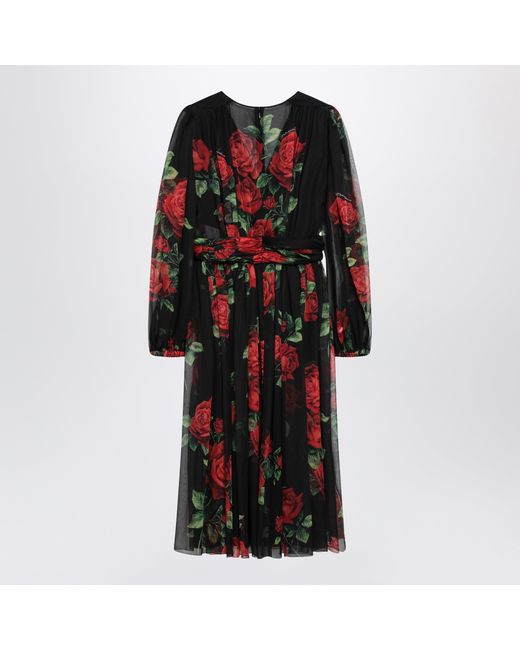 Dolce & Gabbana Black Dolce&Gabbana Dress With Rose Print