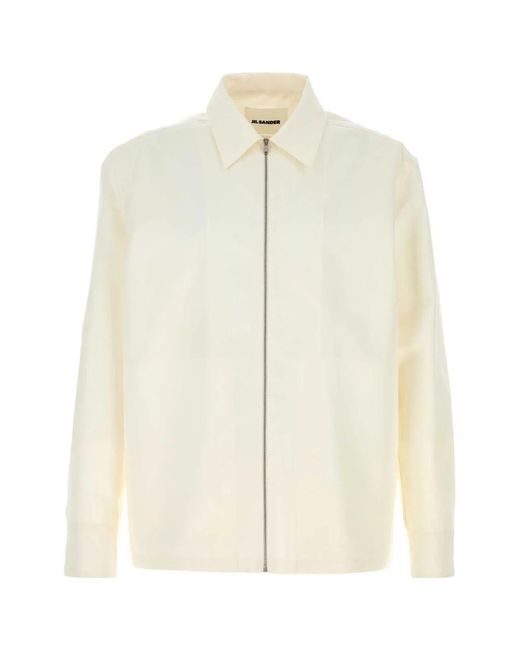 Jil Sander Natural Zip-Up Shirt for men