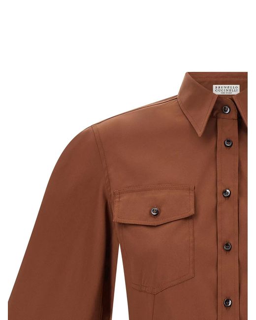 Brunello Cucinelli Brown Cotton Blouse