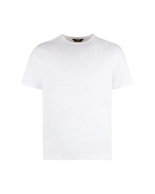 K-Way White Adame Cotton Crew-Neck T-Shirt for men
