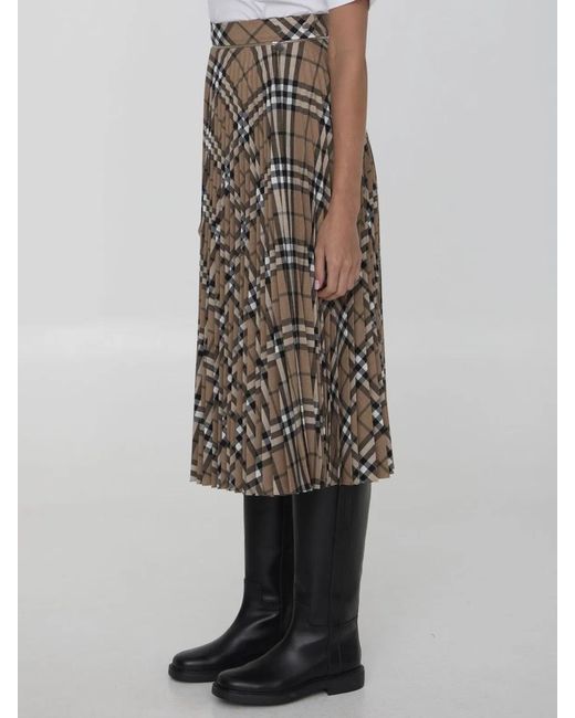 Burberry Natural Embroidered Polyester Blend Skirt