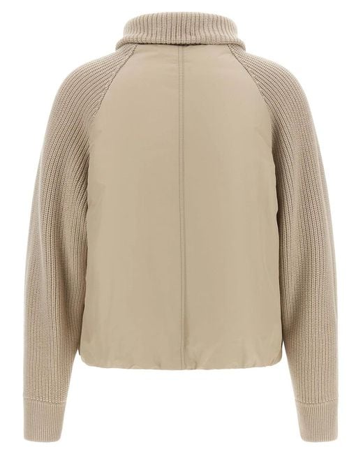 Brunello Cucinelli Natural Knit Insert Down Jacket