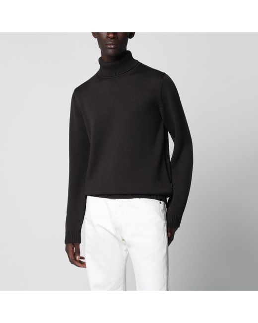 Roberto Collina Black Wool Turtleneck Sweater for men