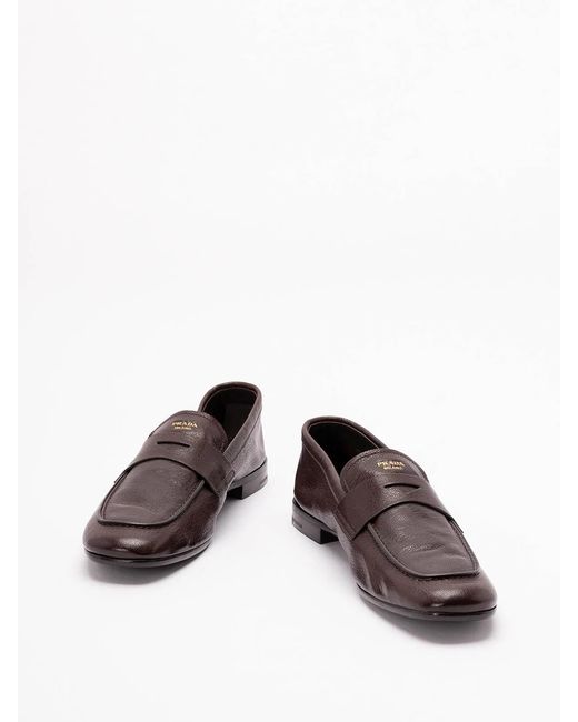 Prada Brown Leather Loafers for men