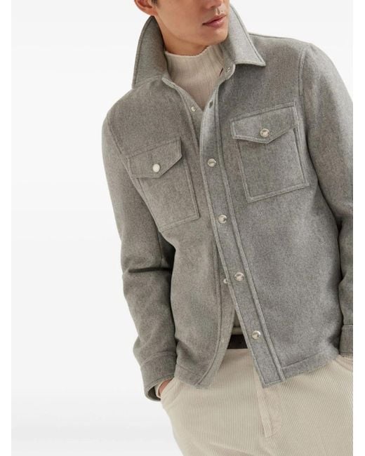 Brunello Cucinelli Gray Cashmere Jacket for men