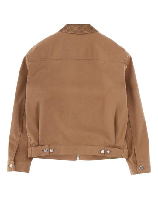 Gucci Brown Jacket With Zipper And Collar for men