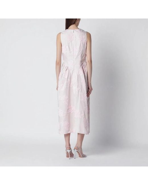 ROTATE BIRGER CHRISTENSEN Pink Orchid Midi Dress With Floral Embroidery