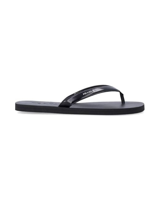 Prada Blue Brushed Leather Flip-Flops for men