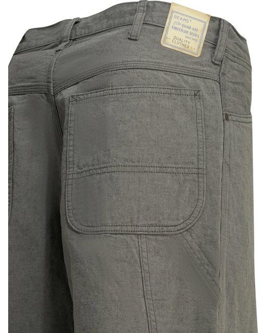 Beams Plus Gray Painter Cotton Linen Work Pants for men