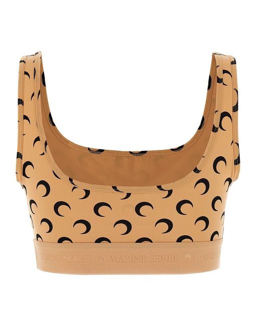 MARINE SERRE Metallic 'Moon Printed Jersey' Cropped Top
