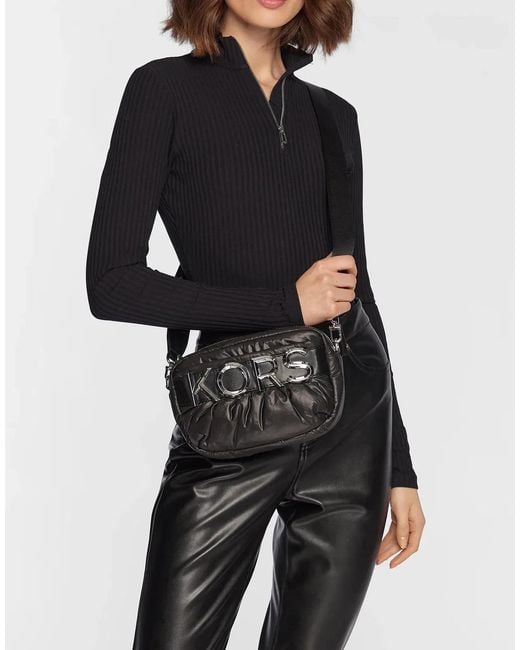 Michael Kors Black Leonie Logo Plaque Crossbody Bag