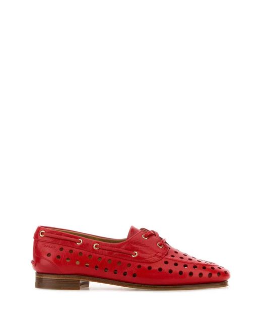 Bally Red Leather Party Lace-Up Shoes