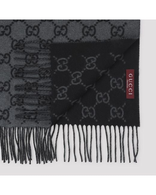 Gucci Gray Gg Cashmere Scarf for men