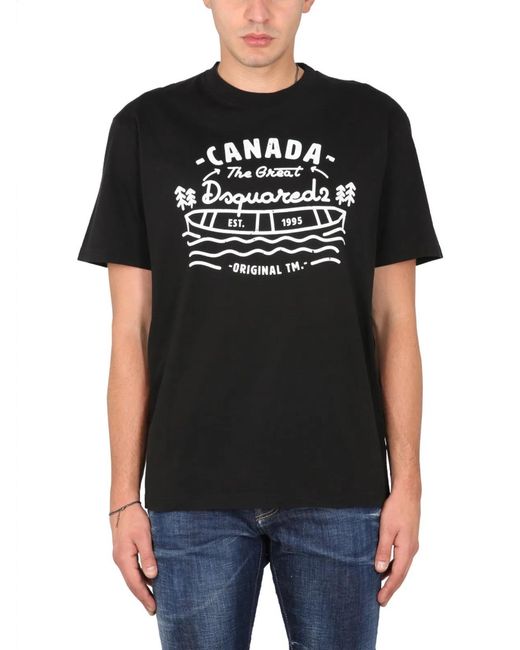 DSquared² Black Logo Print T Shirt for men