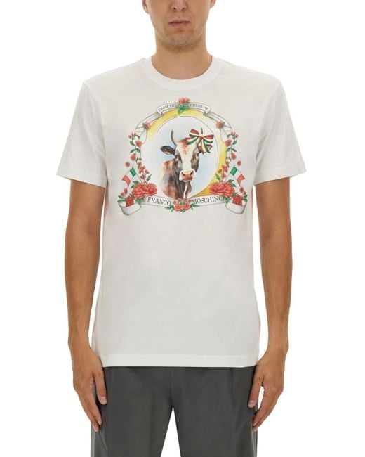 Moschino Couture White Tshirt With Logo for men