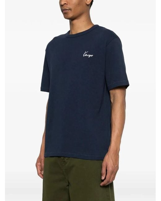KENZO Blue "Gots Archive Rose Outlined" Classic T-Shirt for men