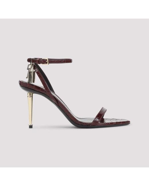 Tom Ford White Semi Shiny Printed Python Sandal