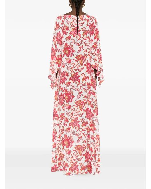 Etro Red Floral-Print Maxi Dress