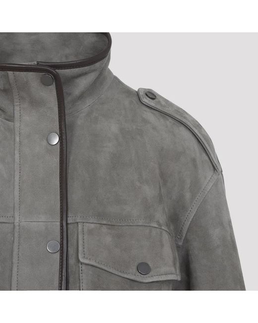 Brunello Cucinelli Gray Suede Jacket