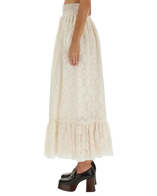 Gucci Natural Floral Broderie Anglaise Skirt