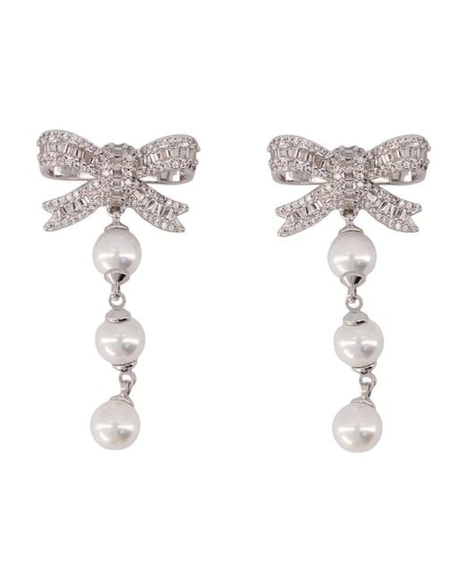 Self-Portrait White Bow Droplet Earrings