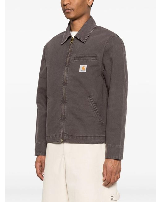 Carhartt Brown Detroit Logo-Patch Zip-Fastening Jacket for men