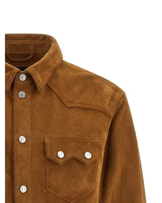 DSquared² Brown 'Suede Boxy Shirt' Jacket for men
