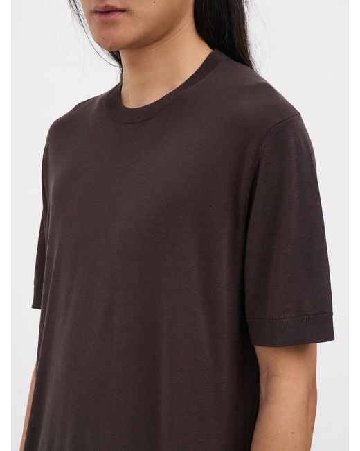 Paolo Pecora Black Crew Neck Silk Sweater for men