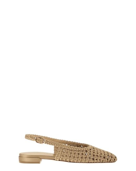 Stuart Weitzman Natural Woven Satin Slingback Flats With Pointed Toe