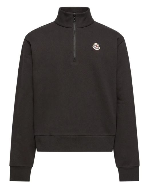 Moncler Black Cotton Zip-Up Sweatshirt With Logo for men