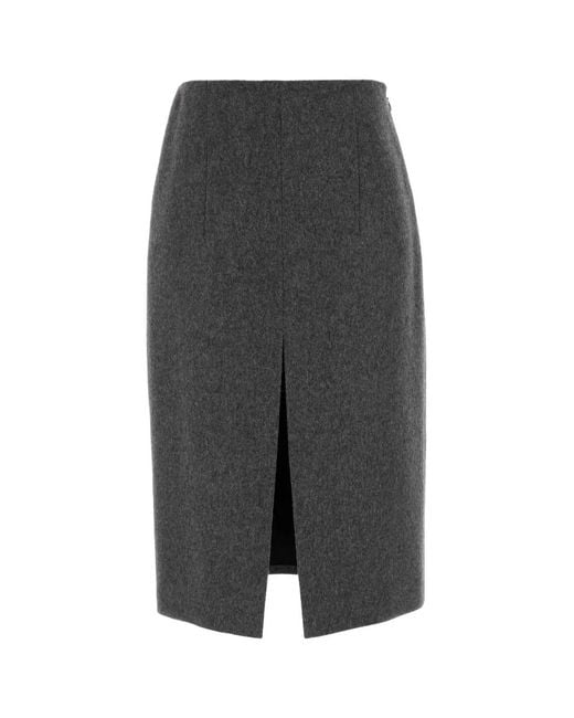 Prada Gray Dark Wool Skirt