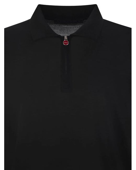 Kiton Black Wool Polo Shirt for men
