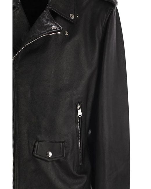 Dondup Black Leather Jacket for men