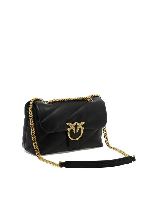 Pinko Black Calf Leather Polyurethane Polyamide Crossbody Bags