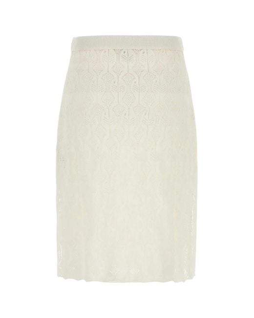 Bottega Veneta White Lace Skirt