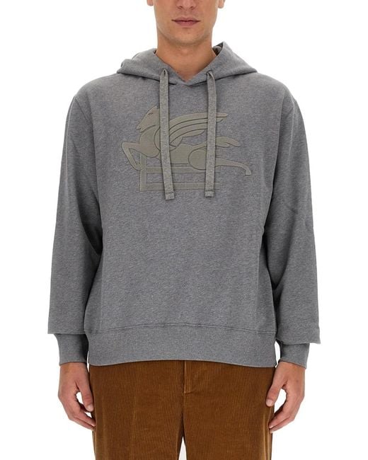 Etro Gray Pegasus Sweatshirt for men