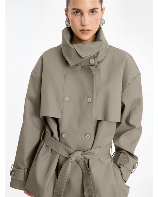 ROTATE BIRGER CHRISTENSEN Natural Short Trench Coat