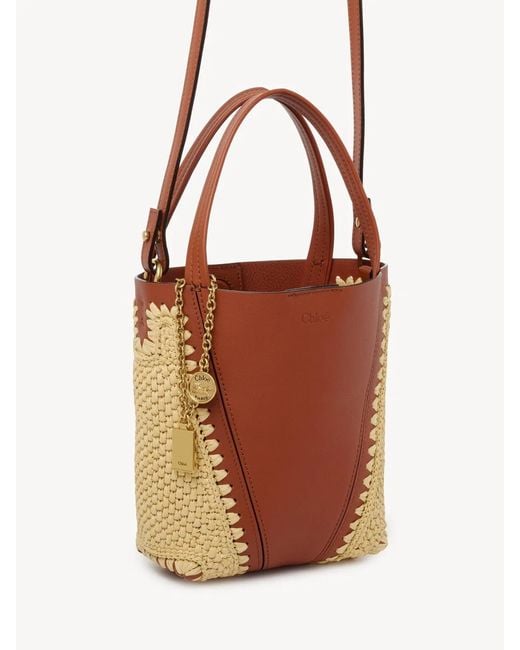 Chloé Brown Two-Tone Leather And Raffia Bucket Bag